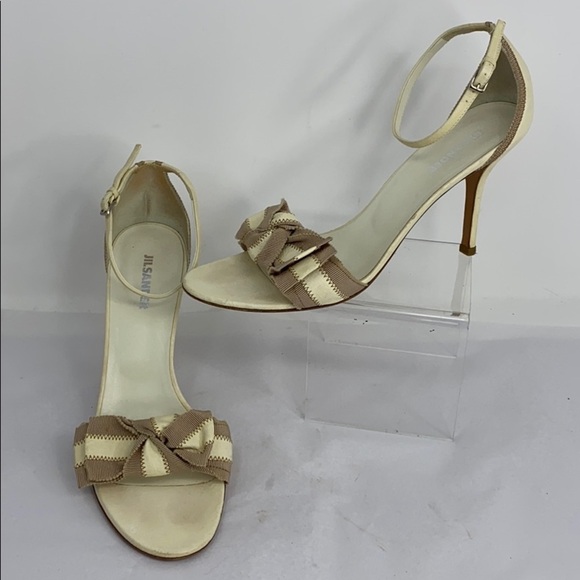 Jil Sander Sz 9 Cream Open Toe Ankle Strap Heels - Picture 1 of 15